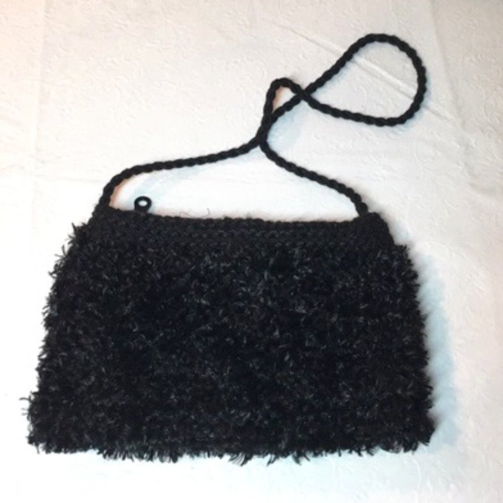 Vintage Allegro Pacific  Black Frilly Shoulder Bag